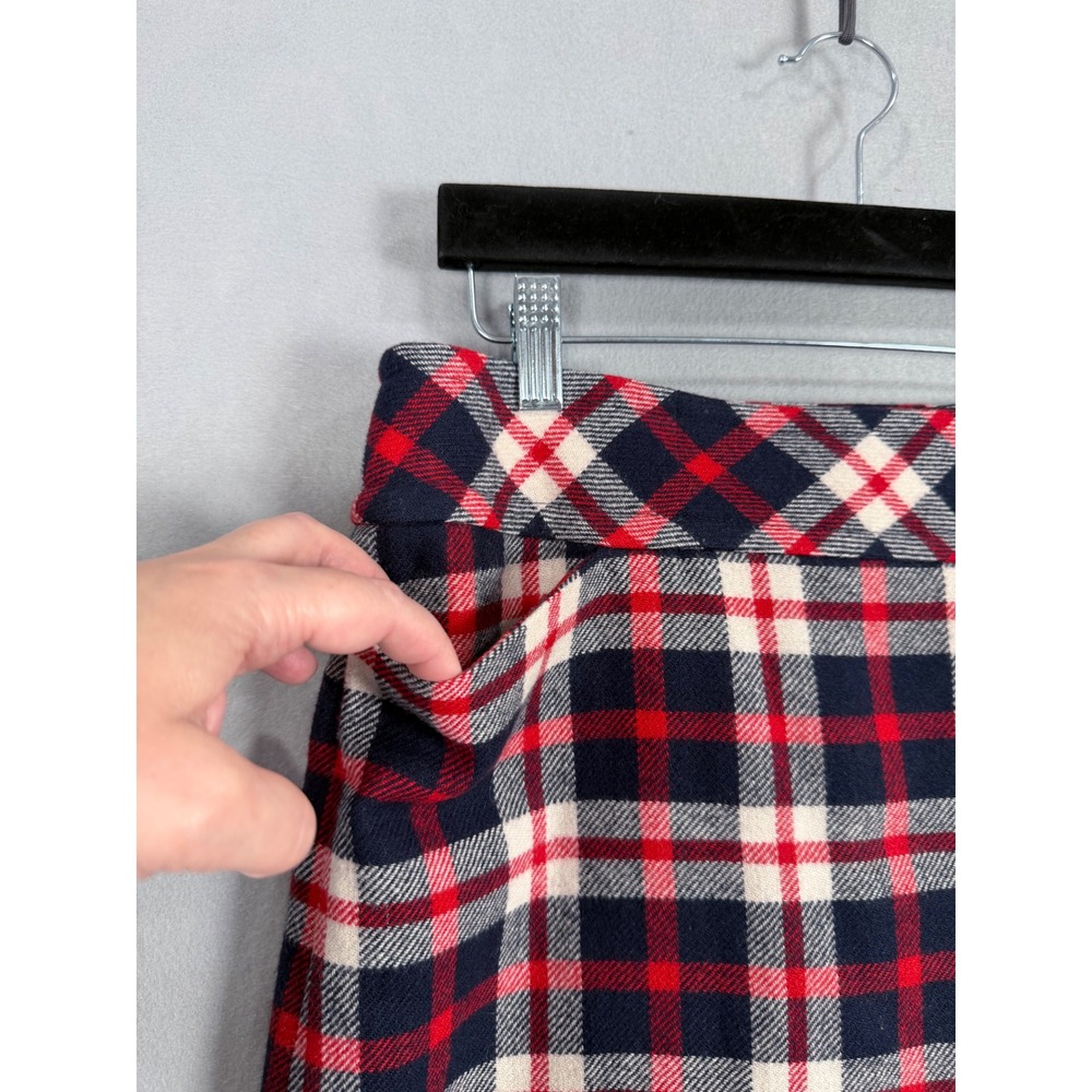 Talbots Plaid Skirt Womens 8 Red Blue White Wool Blend A-Line Pockets 2014 - Picture 2 of 8